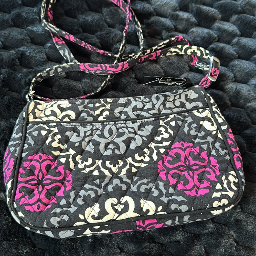 Vera Bradley Black and Pink Patterned Crossbody Women's Bag - Picture 9 of 16